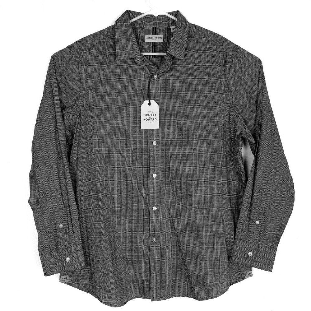 Crosby Howard Shirt Mens XL Long Sleeve Button Down Gray Black White Plaid NWT